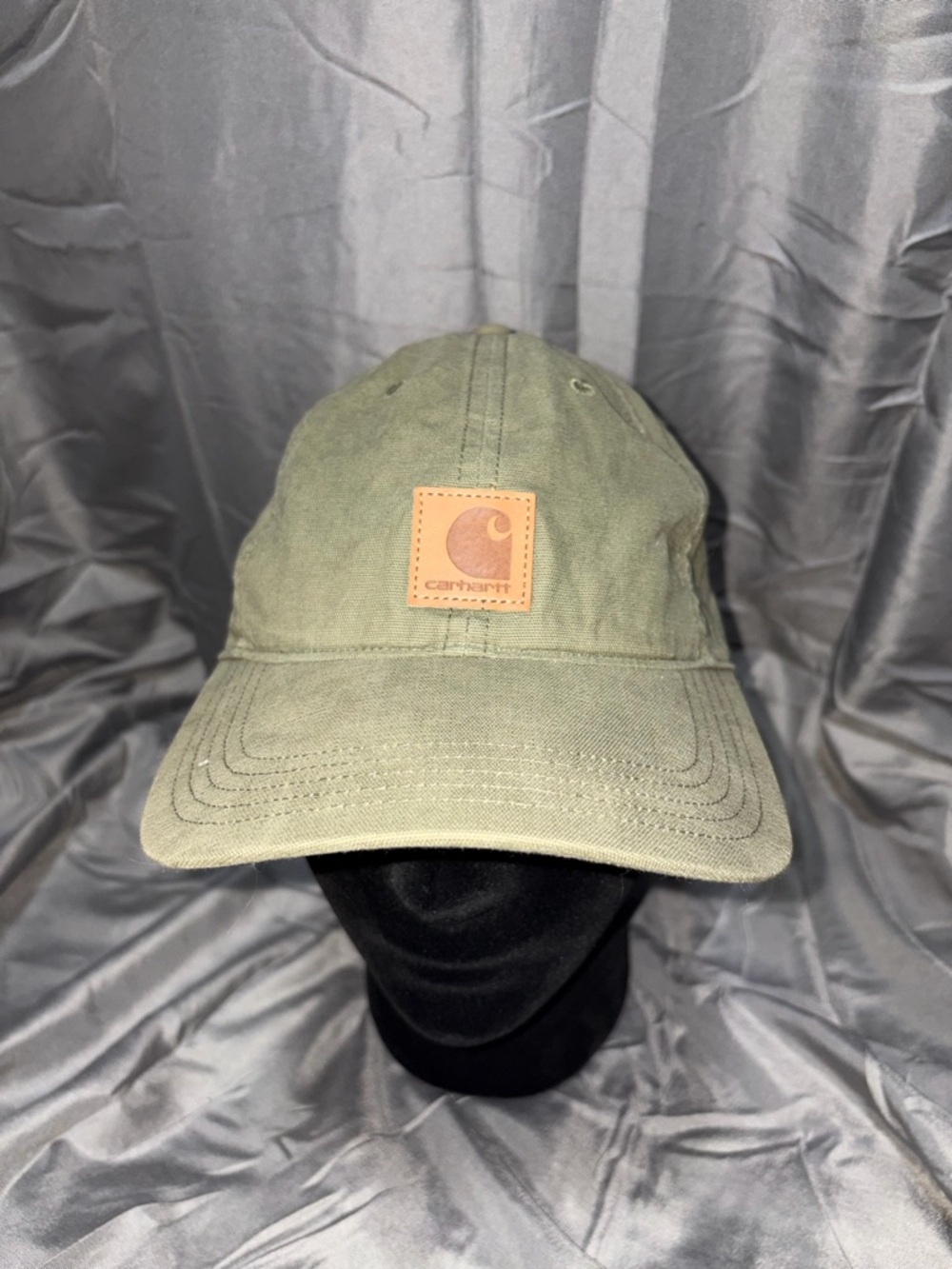 Carhartt Olive Canvas Leather Patch Cap